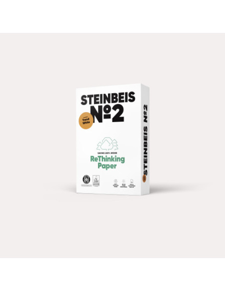 PAQUETE 500H PAPEL RECICLADO 80GR A4 TREND WHITE Nº2 ISO80 STEINBEIS 40002164