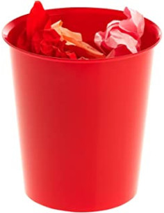 PAPELERA 18 LITROS POLIPROPILENO 100% RECICLADO Y RECICLABLE 290 X 310 MM ROJO ARCHIVO 2000 2001 RJ