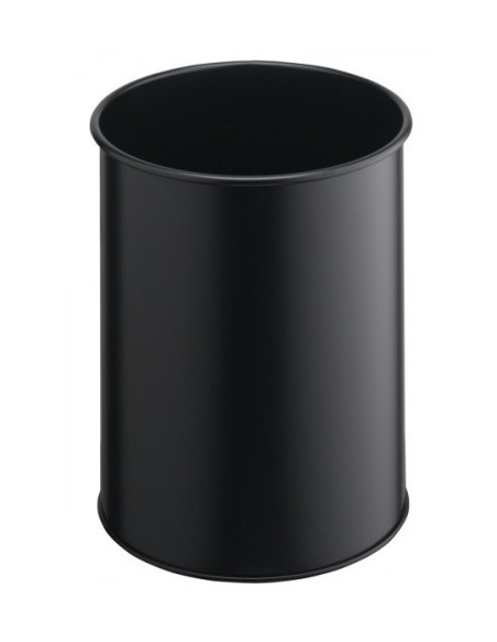 PAPELERA METALICA DE 15L LISA COLOR NEGRO DURABLE 3301-01