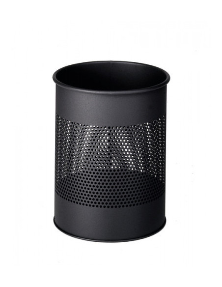 PAPELERA METALICA DE 15L PERFORADA COLOR NEGRO DURABLE 3310-01