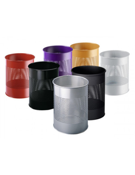 PAPELERA METALICA DE 15L PERFORADA COLOR NEGRO DURABLE 3310-01
