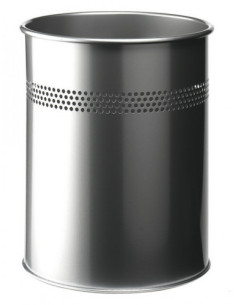 PAPELERA METALICA DE 15L SEMIPERFORADA COLOR PLATA DURABLE 3300-23