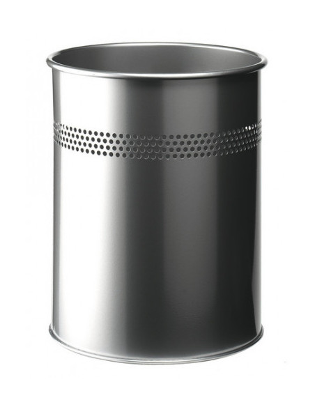 PAPELERA METALICA DE 15L SEMIPERFORADA COLOR PLATA DURABLE 3300-23