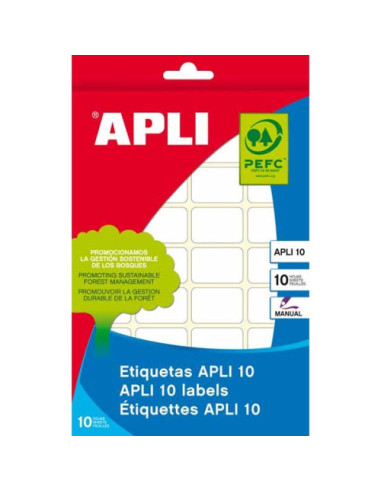 PACK 10 HOJAS (420 UDS) ETIQUETAS BLANCAS 16X22 APLI 1639