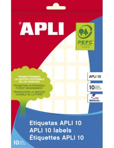 PACK 10 HOJAS (560 UDS) ETIQUETAS BLANCAS 12X18 APLI 1635