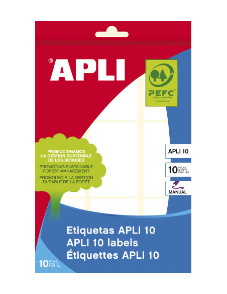 PACK 10 HOJAS (90 UDS) ETIQUETAS BLANCAS 34X53 APLI 1650