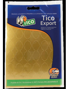 PAQUETE 10 HOJAS ETIQUETAS SATINADAS ORO 48X18 MM TICO E-GL-4818