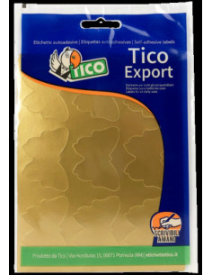 PAQUETE 10 HOJAS ETIQUETAS SATINADAS ORO 48X36 MM TICO E-GL-4836