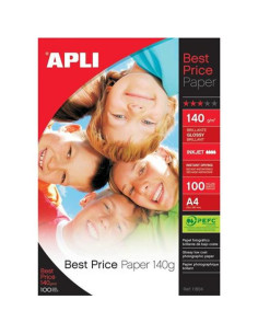 PAQUETE 100 HOJAS PAPEL FOTO INK.BRI A4 140G.11804 APLI