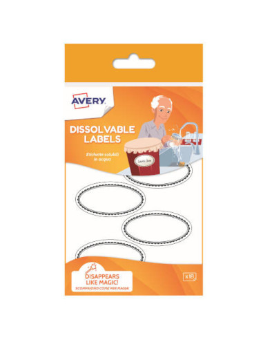 PAQUETE 18 ETIQUETAS DISOLUBLES EN AGUA 55X92MM AVERY SOLUB18-UK