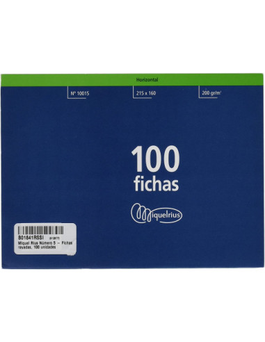 100 FICHAS DE CARTULINA RAYADA (200X120 MM) Nº. 4 MARIOLA 3114R