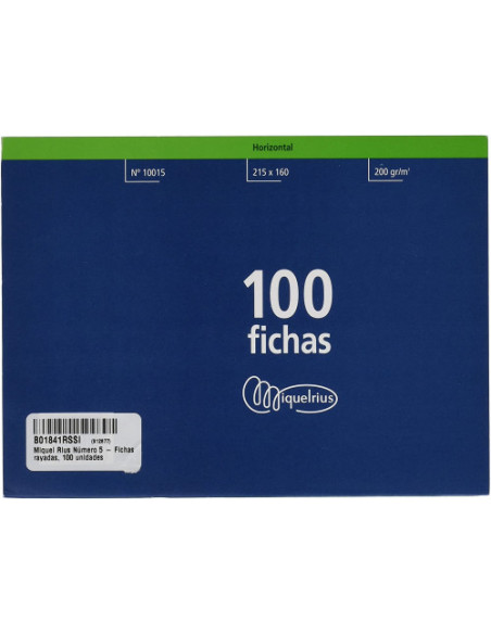 100 FICHAS DE CARTULINA RAYADA (200X120 MM) Nº. 4 MARIOLA 3114R