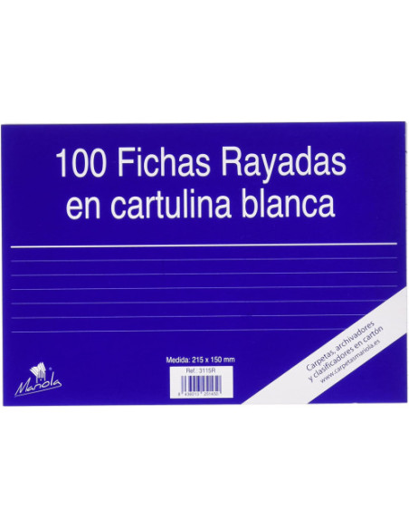 100 FICHAS DE CARTULINA RAYADA (215X160 MM) Nº. 5 MARIOLA 3115R