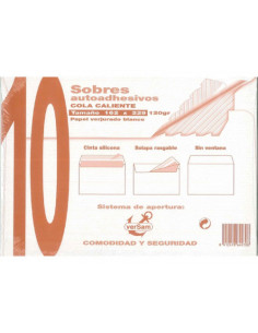PAQUETES DE 10 SOBRES BLANCO VERJURADO 162X229 120 GRS. SAM 664930