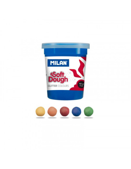 PASTA DE MODELAR GLITTER SOFT DOUGH NUEVO MILAN 913505G CAJA 5 FRASCOS 142GR