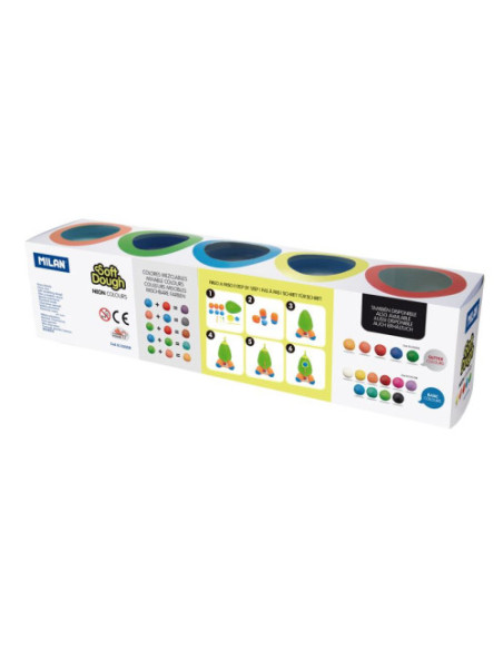 PASTA DE MODELAR NEON SOFT DOUGH NUEVO MILAN 913505N CAJA 5 FRASCOS 142GR