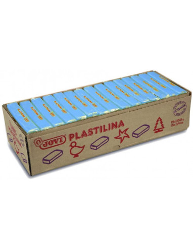 CAJA 15 PASTILLAS PLASTILINA 350 G - AZUL CLARO JOVI 7212