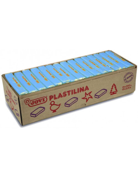 CAJA 15 PASTILLAS PLASTILINA 350 G - AZUL CLARO JOVI 7212
