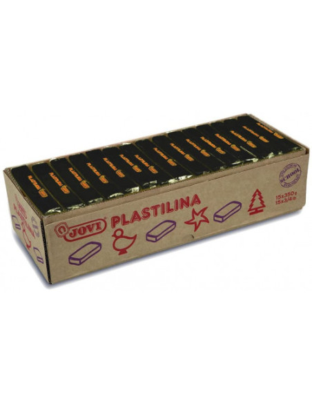 CAJA 15 PASTILLAS PLASTILINA 350 G - NEGRO JOVI 7215