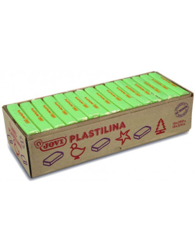 CAJA 15 PASTILLAS PLASTILINA 350 G - VERDE CLARO JOVI 7210