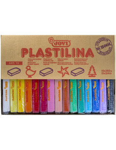 CAJA EXPOSITORA 15 PASTILLAS PLASTILINA 350 G COLORES SURTIDOS JOVI 72S