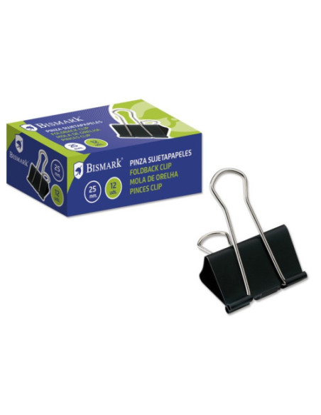 PINZA SUJETAPAPELES 25 MM. PALA ABATIBLE COLOR NEGRO BISMARK 321723