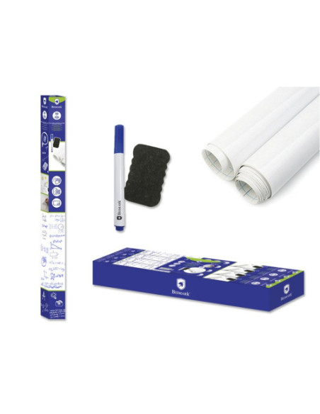 PIZARRA BLANCA ADHESIVA C/ ROTULADOR Y BORRADOR BISMARK 328319