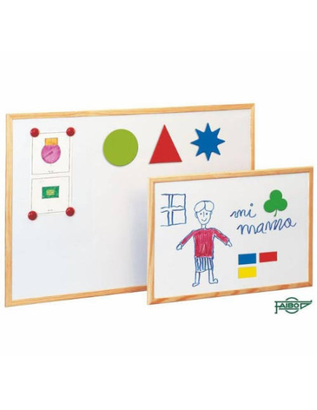 PIZARRA MAGNETICA BLANCA CON MARCO EN MADERA PINO 60X90 CM. FAIBO 702-3