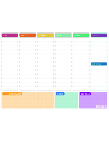 PLANIFICADOR SEMANAL ENCOLADO A4 (ATEMPORAL) INGRAF 350988