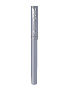 PLUMA VECTOR XL LACA COLOR PLATA METÁLICO SOBRE LATÓN CON RECAMBIO DE TINTA AZUL ESTUCHE DE REGALO PARKER 2159745 2