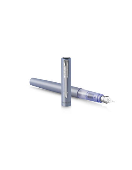 PLUMA VECTOR XL LACA COLOR PLATA METÁLICO SOBRE LATÓN CON RECAMBIO DE TINTA AZUL ESTUCHE DE REGALO PARKER 2159745