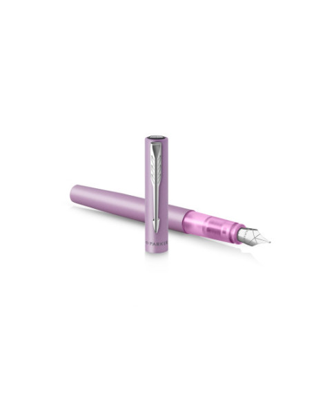 PLUMA VECTOR XL LACA COLOR ROSA METÁLICO SOBRE LATÓN CON RECAMBIO DE TINTA AZUL ESTUCHE DE REGALO PARKER 2159748