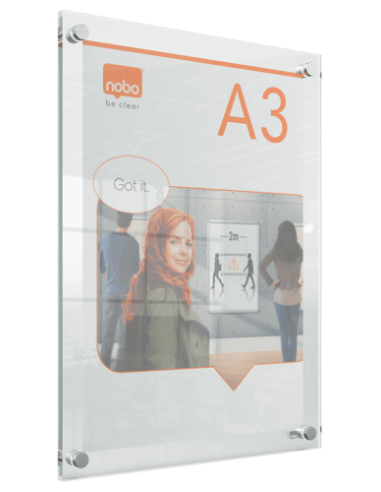 PORTAPOSTER ACRÍLICO TRANSPARENTE MURAL A3 NOBO...