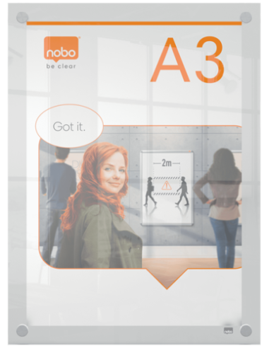 PORTAPOSTER ACRÍLICO TRANSPARENTE MURAL A3 NOBO...