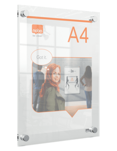 PORTAPOSTER ACRÍLICO TRANSPARENTE MURAL A4 NOBO...