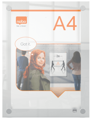 PORTAPOSTER ACRÍLICO TRANSPARENTE MURAL A4 NOBO...