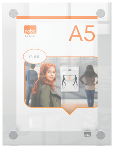 PORTAPOSTER ACRÍLICO TRANSPARENTE MURAL A5 NOBO...