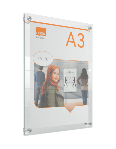 PORTAPOSTER ACRÍLICO TRANSPARENTE MURAL REMOVIBLE A3 NOBO 1915599