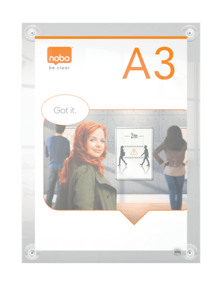 PORTAPOSTER ACRÍLICO TRANSPARENTE MURAL REMOVIBLE A3 NOBO 1915599