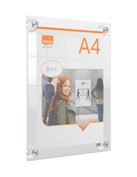 PORTAPOSTER ACRÍLICO TRANSPARENTE MURAL REMOVIBLE A4 NOBO 1915600