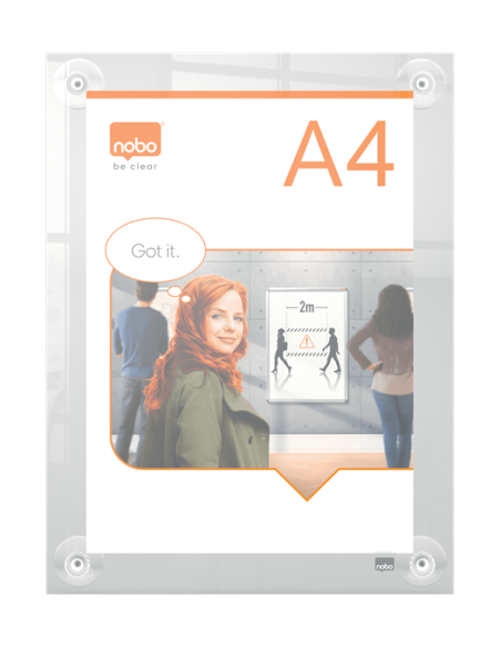 PORTAPOSTER ACRÍLICO TRANSPARENTE MURAL REMOVIBLE A4 NOBO 1915600