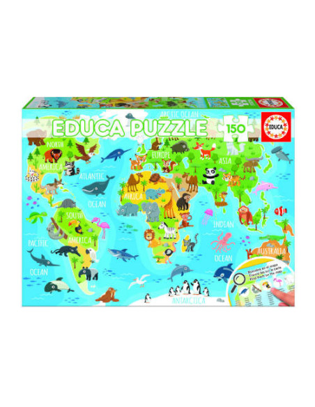 PUZZLE 150 MAPAMUNDI ANIMALES DE 6-8 AÑOS EDUCA BORRAS 18115