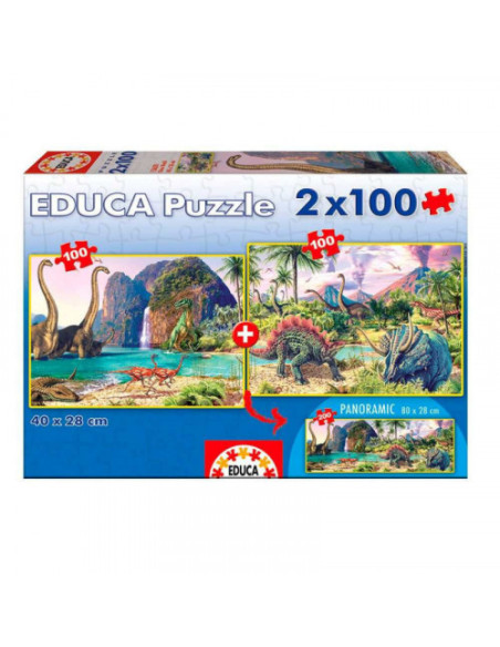 PUZZLE 2x100 DINO WORLD DE 6-8 AÑOS EDUCA BORRAS 15620