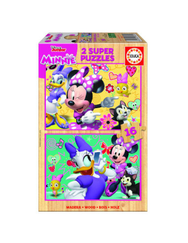 PUZZLE MADERA MINNIE HAPPY HELPERS 2X16 PIEZAS  EDUCA BORRAS 17623