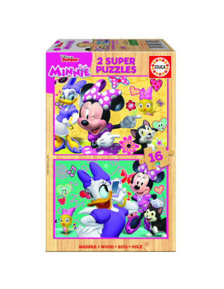 PUZZLE MADERA MINNIE HAPPY HELPERS 2X16 PIEZAS  EDUCA BORRAS 17623