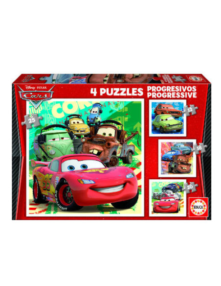 PUZZLE PROGRESIVOS CARS 2 12-16-20-25 DE 3-5 AÑOS EDUCA BORRAS 14942