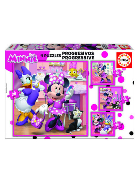 PUZZLE PROGRESIVOS MINNIE HAPPY HELPERS 12-16-20-25 DE 3-5 AÑOS EDUCA BORRAS 17630