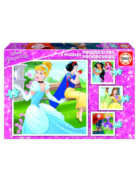 PUZZLE PROGRESIVOS PRINCESAS DISNEY 12-16-20-25 DE 3-5 AÑOS EDUCA BORRAS 17166