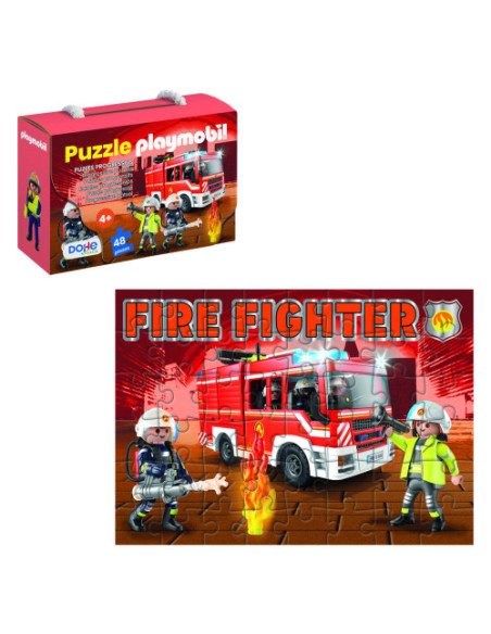 CAJA DE PUZZLE - 48 PIEZAS - PLAYMOBIL - MODELO FIRE FIGHTER DOHE 65013