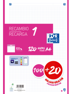 RECAMBIO COLOR 1 A4  100+20 HOJAS 5X5 FUCSIA 90GRS OXFORD 400174181